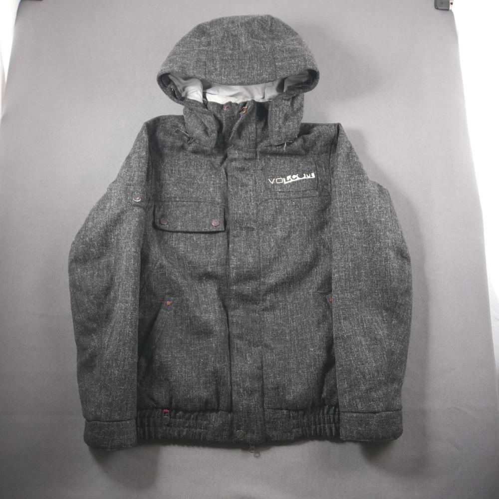 Y2K Volcom Opus Snowboard Jacket Mens S Charcoal Grey Heathered Pink Insulated